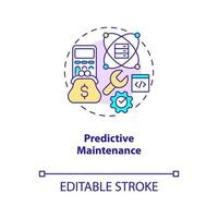 Predictive maintenance concept icon. AI and data science solution for business abstract idea thin line illustration. Isolated outline drawing. Editable stroke. Arial, Myriad Pro-Bold fonts used vector