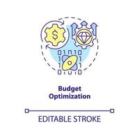 Marketing budget optimization concept icon. Data science in business abstract idea thin line illustration. Isolated outline drawing. Editable stroke. Arial, Myriad Pro-Bold fonts used vector