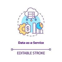 Data as service concept icon. Virtual cloud technology. Digitization trend abstract idea thin line illustration. Isolated outline drawing. Editable stroke. Arial, Myriad Pro-Bold fonts used vector