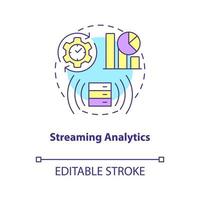 Streaming analytics concept icon. Data science technology abstract idea thin line illustration. Isolated outline drawing. Editable stroke. Arial, Myriad Pro-Bold fonts used information processing vector