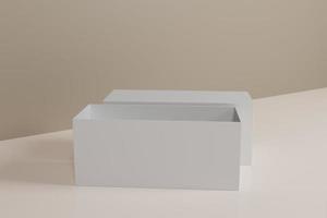 empty white packaging box on 3d rendering for product advertisement photo