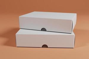 Maqueta de embalaje de caja blanca de renderizado 3d en vista frontal foto