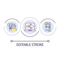 Pure functions in programming loop concept icon. Computer science abstract idea thin line illustration. Writing code. Software development. Isolated outline drawing. Editable stroke. Arial font used vector