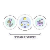 Substitutability principle loop concept icon. Computer science abstract idea thin line illustration. Writing code. Software development. Isolated outline drawing. Editable stroke. Arial font used vector