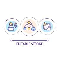Solving coding problems loop concept icon. Computer science abstract idea thin line illustration. Programmer job. Software development. Isolated outline drawing. Editable stroke. Arial font used vector