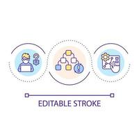 Solving coding problems loop concept icon. Computer science abstract idea thin line illustration. Programmer job. Software development. Isolated outline drawing. Editable stroke. Arial font used vector