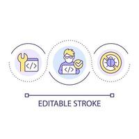 Writing error-free code loop concept icon. Computer science abstract idea thin line illustration. Perfect program. Software development. Isolated outline drawing. Editable stroke. Arial font used vector