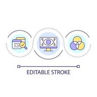 Data transparency loop concept icon. Computer science abstract idea thin line illustration. Writing code. Information availability. Isolated outline drawing. Editable stroke. Arial font used vector