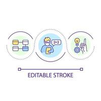 Mathematical approach to programming loop concept icon. Computer science abstract idea thin line illustration. Writing code. Decision making. Isolated outline drawing. Editable stroke. Arial font used vector