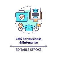 LMS for business and enterprise concept icon. Learning management deployment option abstract idea thin line illustration. Isolated outline drawing. Editable stroke. Arial, Myriad Pro-Bold fonts used vector