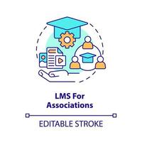 Learning management system for associations concept icon. LMS deployment option abstract idea thin line illustration. Isolated outline drawing. Editable stroke. Arial, Myriad Pro-Bold fonts used vector