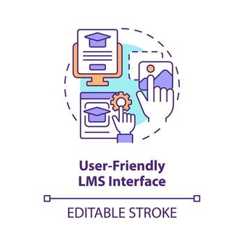 User-friendly LMS interface concept icon. Learning management system feature abstract idea thin line illustration. Isolated outline drawing. Editable stroke. Arial, Myriad Pro-Bold fonts used vector