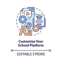 Customize your school platform concept icon. Launching school LMS abstract idea thin line illustration. Isolated outline drawing. Editable stroke. Arial, Myriad Pro-Bold fonts used vector