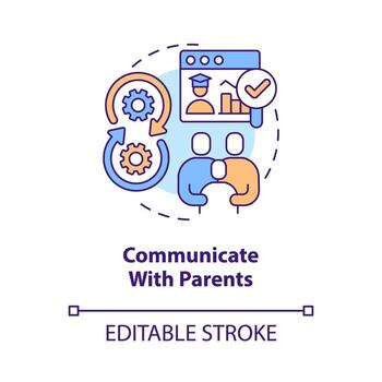 Communicate with parents concept icon. Launching school learning management system abstract idea thin line illustration. Isolated outline drawing. Editable stroke. Arial, Myriad Pro-Bold fonts used vector