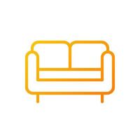 Loveseat pixel perfect gradient linear vector icon. Small sofa for living room. Two-seat chair. Home furniture store. Thin line color symbol. Modern style pictogram. Vector isolated outline drawing