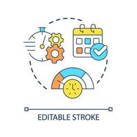 Business processes scheduling concept icon. Efficiency of time management. Corporate control abstract idea thin line illustration. Isolated outline drawing. Editable stroke. Arial font used vector