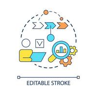 Business development analytics concept icon. Create plan. Corporate strategy studying abstract idea thin line illustration. Isolated outline drawing. Editable stroke. Arial font used vector