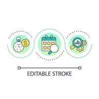 Effective time management loop concept icon. Business planning. Productive workflow organization abstract idea thin line illustration. Isolated outline drawing. Editable stroke. Arial font used vector