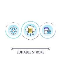 Cloud data storage loop concept icon. Internet server. Cybersecurity. Digital system abstract idea thin line illustration. Isolated outline drawing. Editable stroke. Arial font used vector