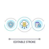 Cloud data storage loop concept icon. Internet server. Cybersecurity. Digital system abstract idea thin line illustration. Isolated outline drawing. Editable stroke. Arial font used vector