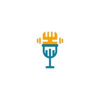 podcast microphone logo template logo design vector