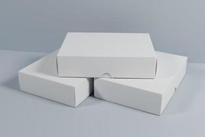 elegante embalaje de caja blanca para la presentación del producto en representación 3d foto