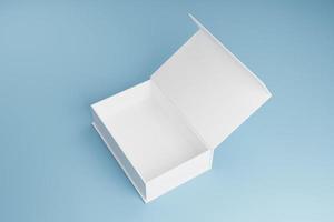 caja de embalaje blanca en representación 3d para publicidad de productos foto