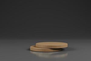3d render podio de madera para publicidad de productos foto