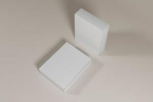 maqueta de embalaje de caja blanca vacía en renderizado 3d foto