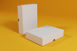 3d rendering illustration of white box packaging mockup photo