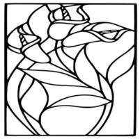 Black and white stained glass template and patterns vector