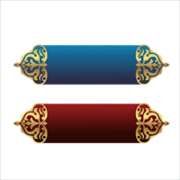 Blue and Red Islamic Banner Set with Golden Frame Corner Transparent Background png