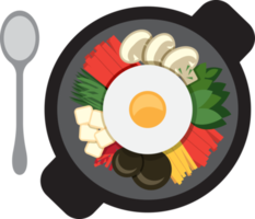 ilustración de comida nacional coreana bibimbap png