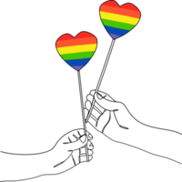 manos sosteniendo corazones lgbt amor simbolismo dibujo de arte lineal png