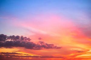 beautiful gradient orange and ranibow colour clouds and sunlight on the blue sky perfect for the background, take in everning,Twilight photo
