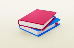 3d rendering Stack of books red and blue isolated on a yellow background photo