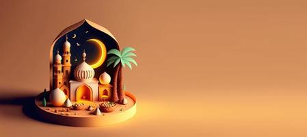 Mosque Illustration for Islamic Ramadan Greeting photo