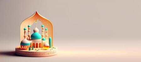 Mosque Digital 3D Illustration for Ramadan Islmic Celebration Greeting photo