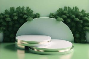 Realistic Nature 3D Podium with soft Green for product scene photo