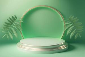 Realistic Illustration Nature 3D Podium with soft Green for product presentation photo
