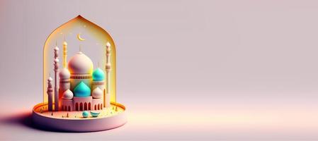 Digital 3D Illustration of Mosque for Ramadan Islmic Celebration Background photo