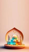 3D Illustration of Ramadan Mubrarak Social Media Post photo