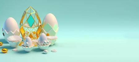 3D Render Illustration of Happy Easter Background Greeting photo