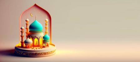 Mosque Digital Illustration for Ramadan Islmic Celebration Background with Copy Space photo