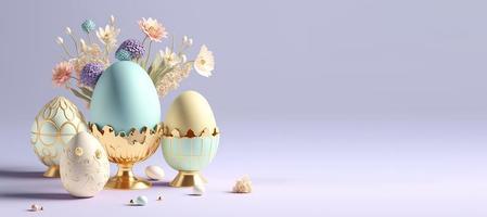 3D Rendering Illustration of Easter Background with Copy Space photo