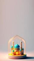 3D Illustration of Ramadan Kareem Social Media Post photo