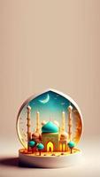 Digital 3D Illustration of Islamic Mosque Instagram Stories photo