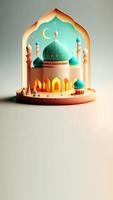 Ilustración 3d del fondo de la historia de instagram de la mezquita islámica foto