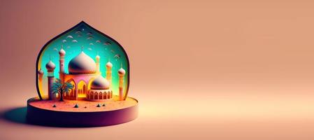 Digital Illustration of Mosque for Ramadan Islmic Celebration Background with Copy Space photo