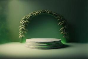 Illustration Nature 3D Podium with soft Green for product stand photo